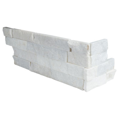 MS International Stacked Stone Series: Arctic White 6x12x6 Split Face Corner Ledger Panel LPNLQARCWHI618COR