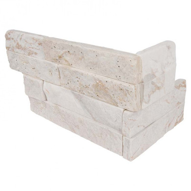 MS International Stacked Stone Series: Royal White 6X12X6 Split Face Corner Ledger Panel LPNLQROYWHI618COR