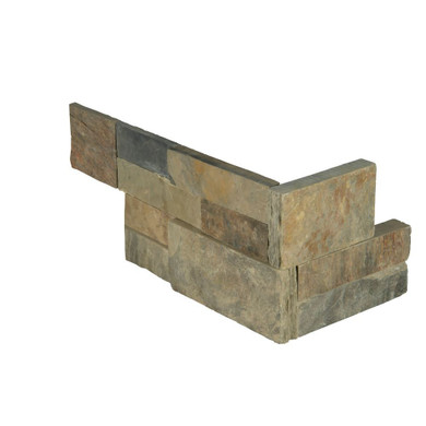 MS International Stacked Stone Series: Rustic Gold 6x12x6 Split Face Corner Ledger Panel LPNLSRUSGLD618COR