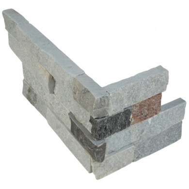 MS International Stacked Stone Series: Sunset Silver 6x12x6 Split Face Corner Ledger Panel LPNLQSUNSIL618COR