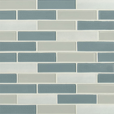 MS International Stone Glass Blend Series: 1x4 Colosseo Azul Brick Pattern Wall Tile SMOT-SGLS-COLAZU4MM