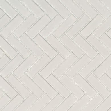 MS International Porcelain Series: White Glossy Herringbone Mosaic Wall Tile SMOT-PT-RETBIA-HB