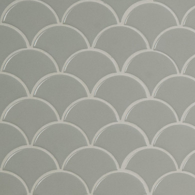 MS International Porcelain Series: Gray Glossy Fish Scale Mosaic Wall Tile SMOT-PT-RETGRA-SCALOP
