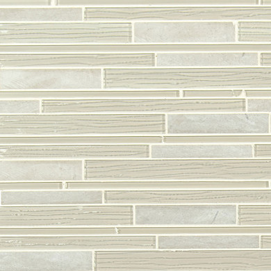 MS International Stone Glass Blend Series: Snowcap Blend Interlocking Wall Tile SMOT-SGLSIL-SNOCAP4MM