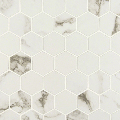 MS International Porcelain Series: 2x2 Statuario Matte Hexagon Mosaic Tile NSTA2X2-N