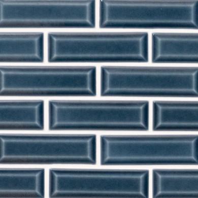 MS International Ceramic Series: 2x6 Bay Blue Beveled Glossy Tile SMOT-PT-BAYBLU-2X6B