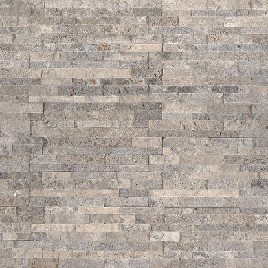 MS International Stacked Stone M-Series: Silver Travertine Mini 4.5x16 Split Face Panel LPNLTSIL4.516-MINI