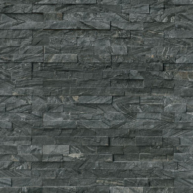 MS International Stacked Stone Series: Glacial Black 6X24 Split Face Ledger Panel LPNLMGLABLK624