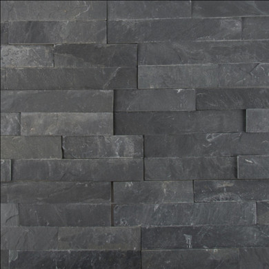 MS International Stacked Stone Series: Premium Black 6X24 Split Face Ledger Panel LPNLSPREBLK624