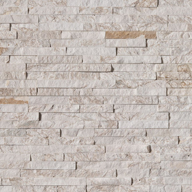 MS International Stacked Stone Series: Royal White 6X24 Split Face Ledger Panel LPNLQROYWHI624