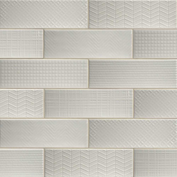 MS International Backsplash Series: Urbano Dusk 3D 4x12 Glossy Ceramic Subway Tile NURBDUSMIX4X12