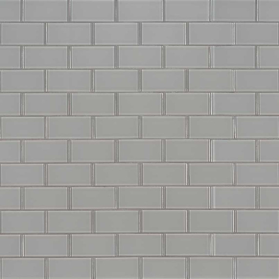 MS International Backsplash Series: 2x4 Oyster Gray Brick Pattern Glass Mosaic Subway Tile SMOT-GLSST-OYGR8MM