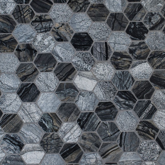 MS International Specialty Shapes Wall Series: Henley 2x2 Hexagon Multi Finish Mosaic Tile SMOT-HENLEY-2HEX