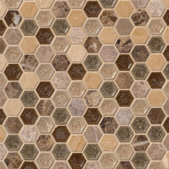 MS International Specialty Shapes Wall Series: Kensington 1x1 Hexagon 8mm Mosaic  Tile SMOT-SGLSGG-KENSINGTN8MM