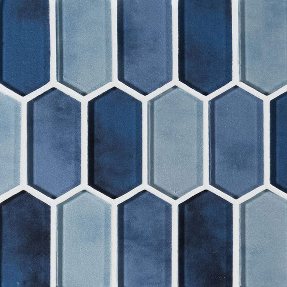 MS International Glass Tile Series: Boathouse Blue Picket Pattern Glass Mosaic Tile SMOT-GLSPK-BOATBLU8MM