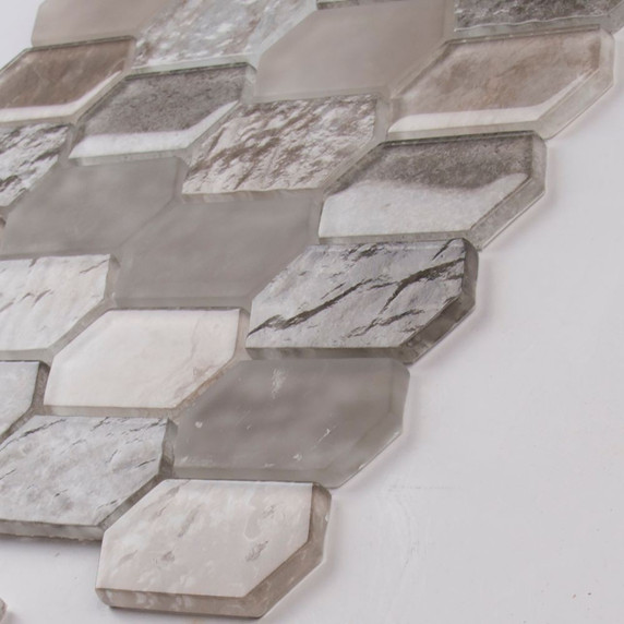 MS International Glass Tile Series: Savoy Picket Pattern Inkjet Glass Mosaic Tile SMOT-GLSPK-SAVOY8MM