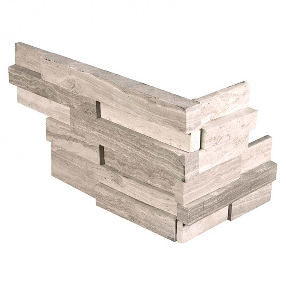 MS International Stacked Stone M-Series: White Oak 4.5X9 3D Honed Mini Corner Ledger Panel LPNLMWHIOAK4.59COR-3DH-MINI