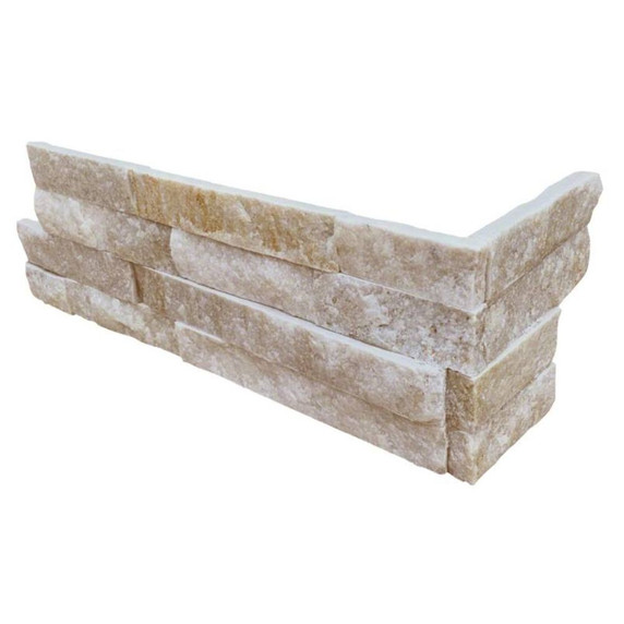 MS International Stacked Stone Series: Arctic Golden 6x12x6 Split Face Corner Ledger Panel LPNLQARCGLD618COR MS International Stacked Stone Series: Arctic Golden 6x12x6 Split Face Corner Ledger Panel LPNLQARCGLD618COR