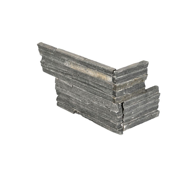 MS International Stacked Stone Series: Charcoal 6x12x6 Split Face Pencil Corner Ledger Panel LPNLSCHA618COR-PEN