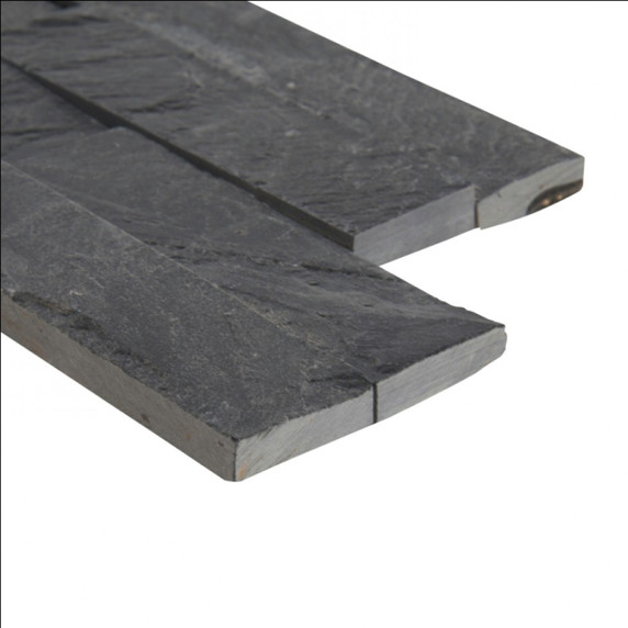 MS International Stacked Stone Series: Premium Black 6X12X6 Split Face Corner Ledger Panel LPNLSPREBLK618COR
