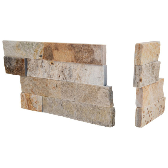 MS International Stacked Stone Series: Sparkling Autumn 6x12x6 Split Face Corner Ledger Panel LPNLQSPAAUT618COR