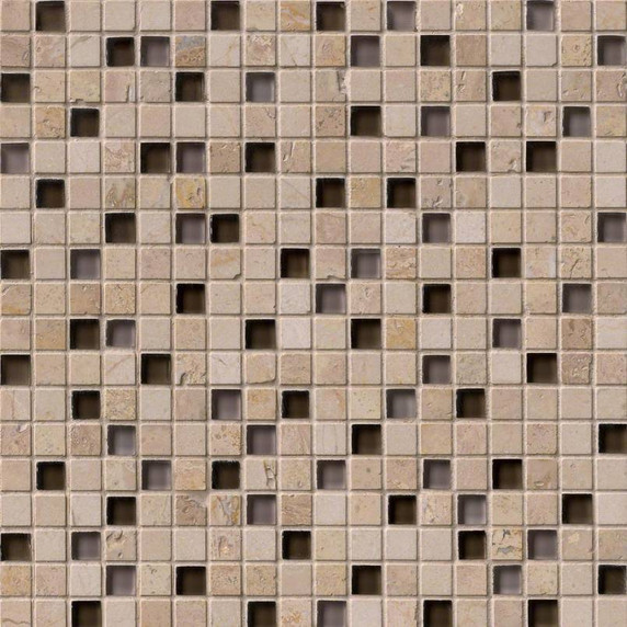 MS International Stone Glass Blend Series: 5/8X5/8X8mm Cafe Noce Beige Wall Tile THDW3-SH-CN-8MM