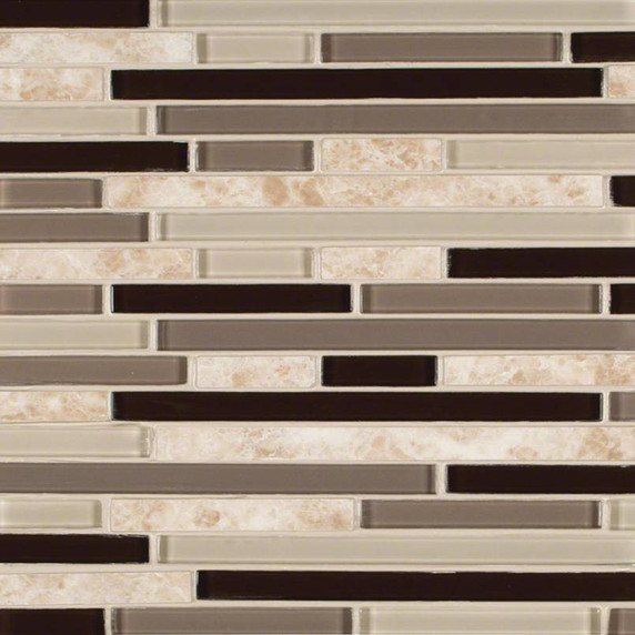 MS International Porcelain Glass Series: 6mm Amalfi Caf Interlocking Pattern Wall Tile P-SMOT-SGLSIL-AC6MM