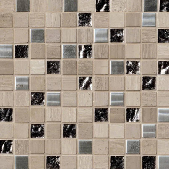 MS International Glass Stone Metal Series: 1x1 Castle Rock Mosaic Wall Tiles SMOT-SGLSMT-CR8MM