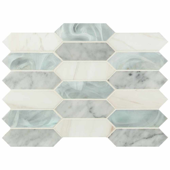 MS International Stone Glass Blend Series: Cienega Spring Picket Pattern Multi Mosaic Wall Tile SMOT-SGLSPK-CIESPR6MM