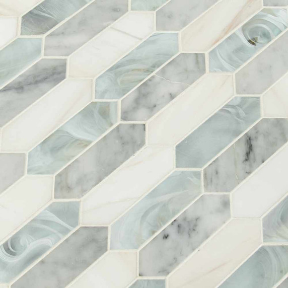 MS International Stone Glass Blend Series: Cienega Spring Picket Pattern Multi Mosaic Wall Tile SMOT-SGLSPK-CIESPR6MM