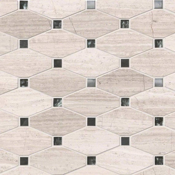 MS International Glass Stone Metal Series: Bayview Elongated Octagon Wall Tile SMOT-SGLSMT-BAYVIEW10MM