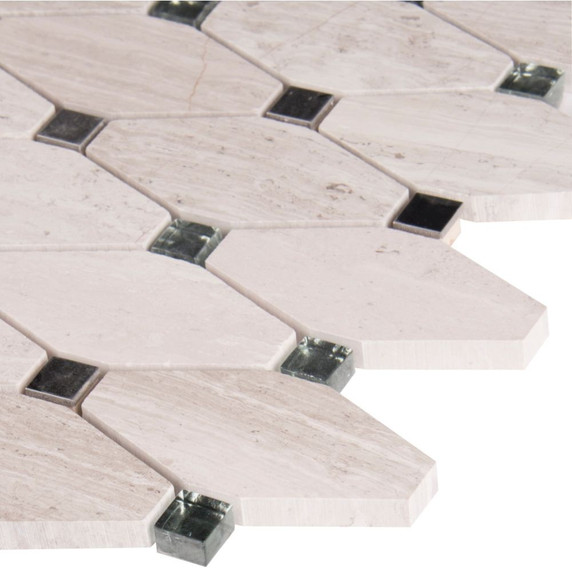 MS International Glass Stone Metal Series: Bayview Elongated Octagon Wall Tile SMOT-SGLSMT-BAYVIEW10MM