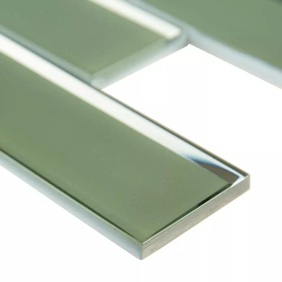 MS International Glass Series: 2x6x8mm Evergreen Beveled Subway Wall Tile SMOT-GLSST-EVEBEV8MM