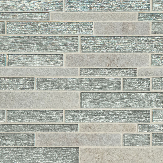 MS International Stone Glass Blend Series: 8mm Evita Ice Interlocking Wall Tile SMOT-SGLSIL-EVICE8MM