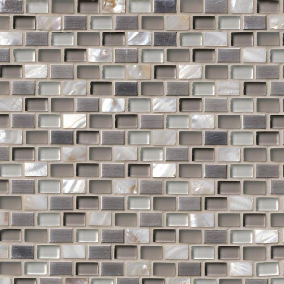 MS International Glass Metal Series: Keshi Blend Mini Brick Pattern Metal Mosaic Wall Tile SMOT-GLSMT-KESHI8MM
