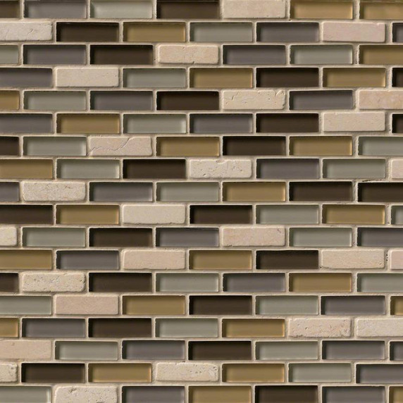 MS International Stone Glass Blend Series: 5/8x2 Luxor Valley Brick Pattern Wall Tile THDW1-SH-LV-8MM