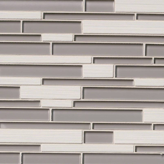 MS International Porcelain Glass Series: Metro Glacier Blend Interlocking Wall Tile SMOT-SGLSIL-METGLA8MM