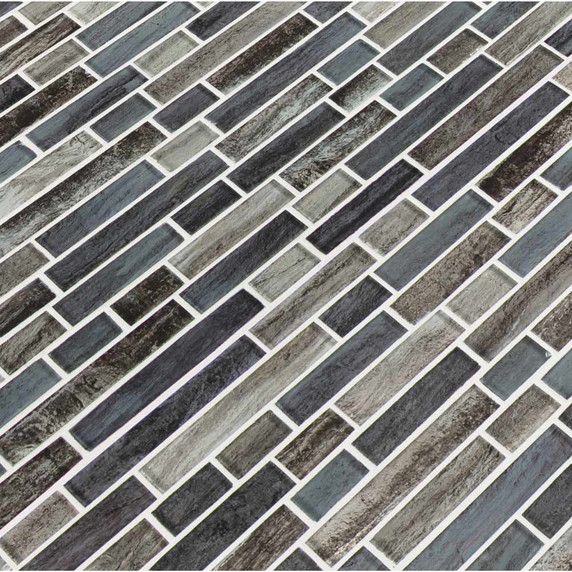 MS International Glass Series: Grigio Lagoon Interlocking Backsplash Wall Tile SMOT-GLSIL-GRILAG8MM