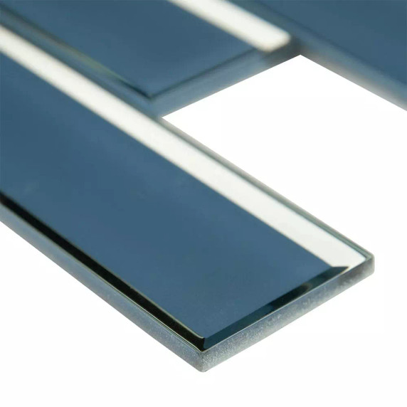 MS International Glass Series: 2x6x8mm Haiku Sapphire Beveled Subway Backsplash Wall Tile SMOT-GLSST-HASABE8MM