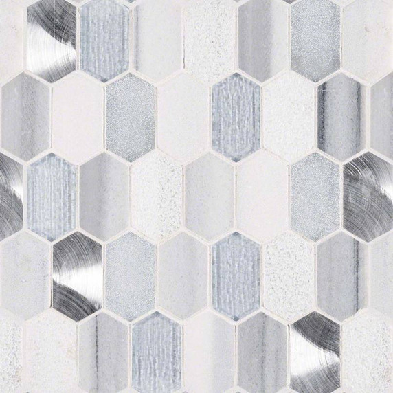 MS International Glass Stone Metal Series: 8mm Harlow Picket Backsplash Wall Tile SMOT-SGLSMT-HARPK8MM