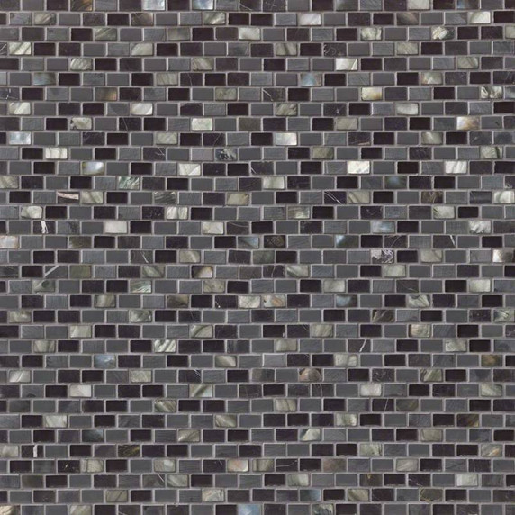 MS International Glass Stone Metal Series: Midnight Pearl Brick Wall Tile SMOT-SGLSMT-MNPRL8MM