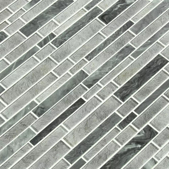 MS International Stone Glass Blend Series: 8mm Fountain Hills Interlocking Backsplash Wall SMOT-SGLSIL-FOUHIL8MM