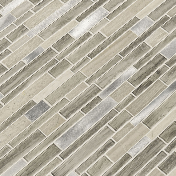 MS International Stone Glass Metal Series: Ocotillo Blend Interlocking Wall Tile SMOT-SGLSMTIL-OCO4MM