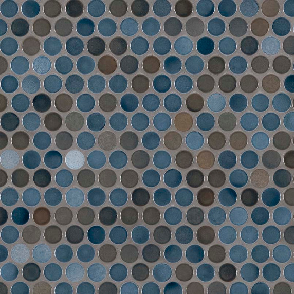 MS International Porcelain Series: Azul Penny Round Glossy Wall Tile SMOT-PT-PENRD-AZUL