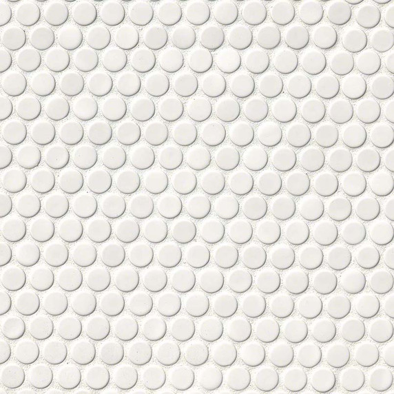 MS International Porcelain Series: White Glossy Penny Round Mosaic Wall Tile SMOT-PT-PENRD-BIA