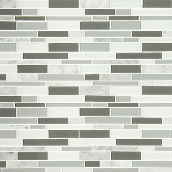 MS International Stone Glass Blend Series: Positano Interlocking Wall Tile SMOT-SGLSIL-POS6MM