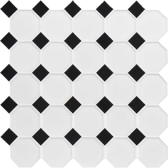 MS International Porcelain Series: 6mm Retro Octagon Bianco Glossy Wall Tile SMOT-PT-RETBIA-2OCTG