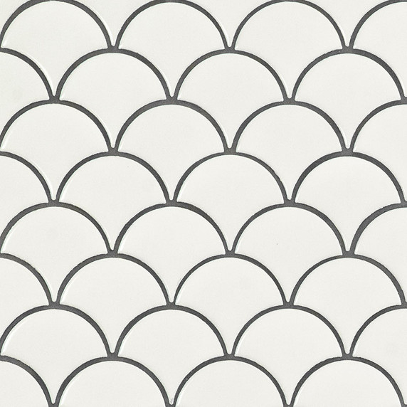 MS International Porcelain Series: White Glossy Fish Scale Mosaic Wall Tile SMOT-PT-RETBIA-SCALOP