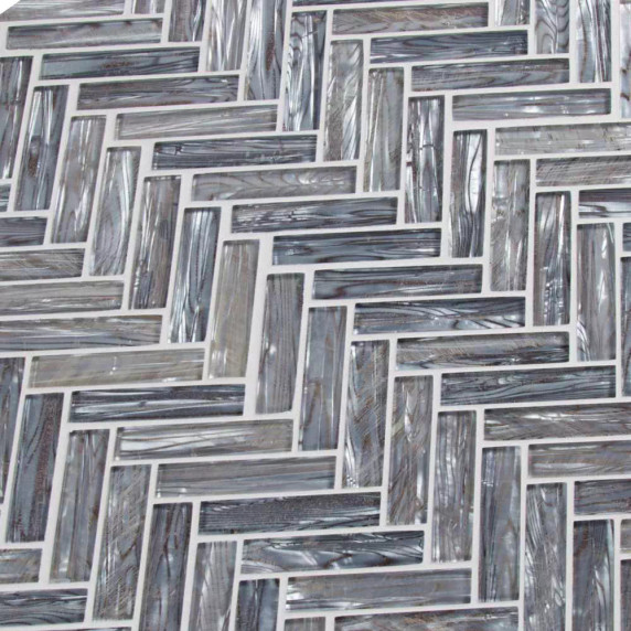 MS International Glass Series: 8mm Shimmering Silver Herringbone Wall Tile SMOT-GLS-SHISLV8MM