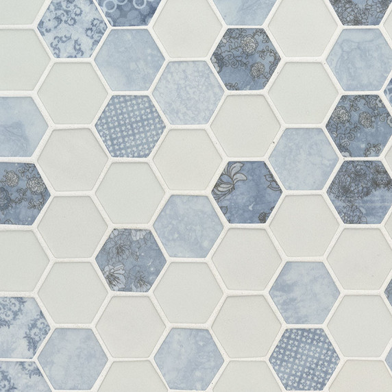 MS International Glass Series: Vista Azul Hexagon Wall Tile SMOT-GLS-VISAZU6MM
